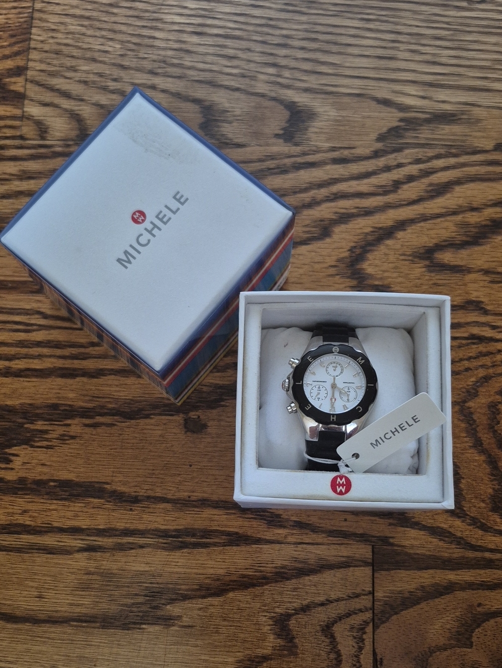 Michele Black and White Chronograph Watch